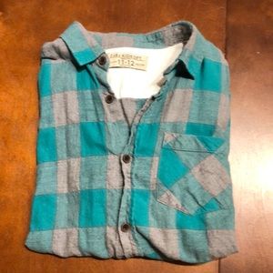 Teal and grey plaid flannel Zara button down
